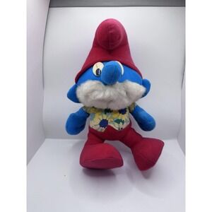Vintage Smurf Papa Smurf Plush Toy 1996 Red Hat Shirt